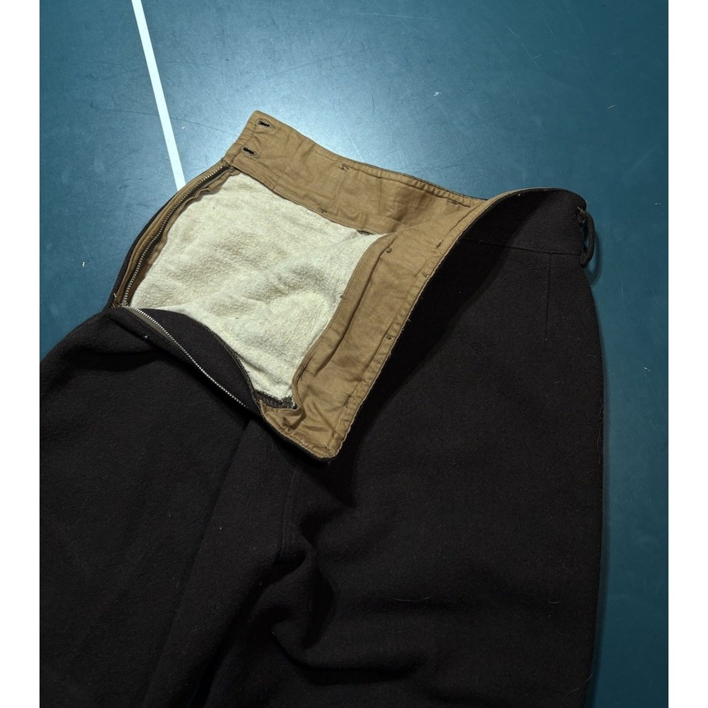 True Vintage 40s Wool Pants Size 28x28 Hunting Military Lined Talon Side Zipper - Picture 3 of 16
